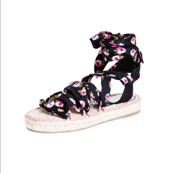 Authentic Prada BRAND NEW Wrap Around Floral Espadrille Platform Flats - Picture 9 of 10